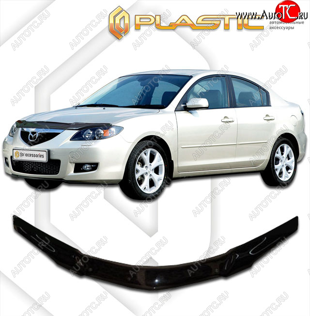 2 299 р. Дефлектор капота CA-Plastic Mazda 3/Axela BK дорестайлинг седан (2003-2006) (Classic черный)  с доставкой в г. Белгород