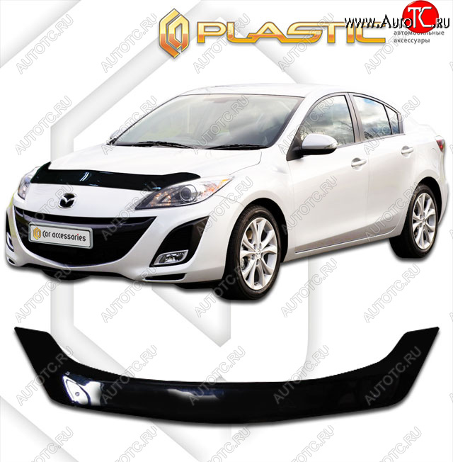 2 199 р. Дефлектор капота CA-Plastic Mazda 3/Axela BL дорестайлинг седан (2009-2011) (Classic черный)  с доставкой в г. Белгород