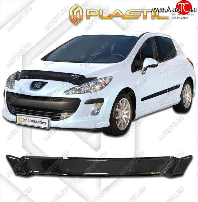 2 079 р. Дефлектор капота CA-Plastic Peugeot 308 T7 хэтчбэк 5 дв. рестайлинг (2011-2014) (classic черный, без надписи)  с доставкой в г. Белгород