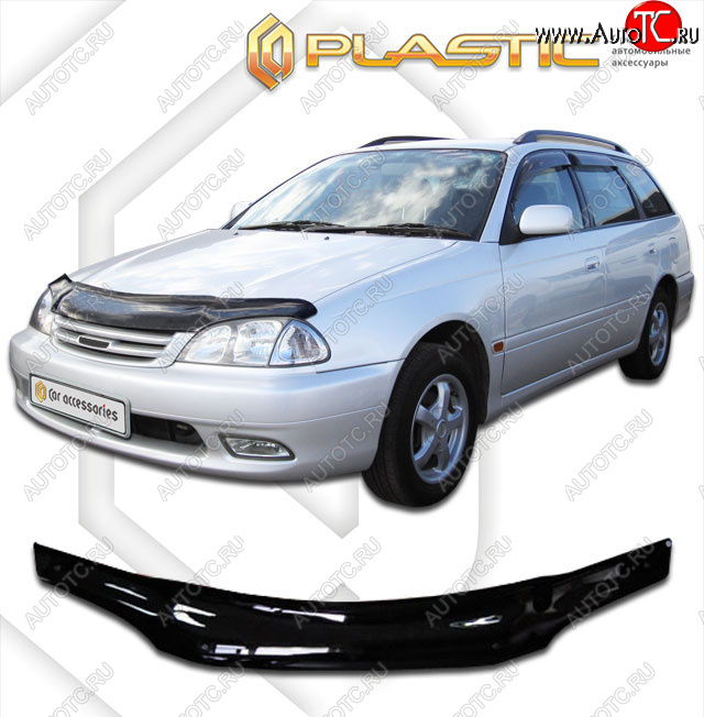 2 159 р. Дефлектор капота CA-Plastic Toyota Avensis T220 седан рестайлинг (2000-2003) (classic черный, без надписи)  с доставкой в г. Белгород