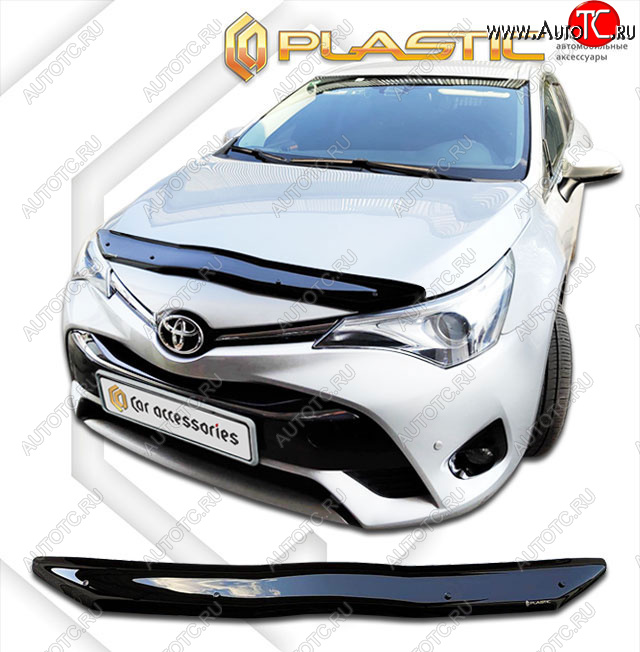 1 999 р. Дефлектор капота CA-Plastic Toyota Avensis T270 седан 2-ой рестайлинг (2015-2018) (classic черный, без надписи)  с доставкой в г. Белгород