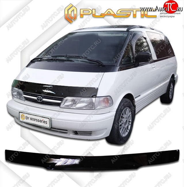 2 159 р. Дефлектор капота CA-Plastic Toyota Estima Emina XR10, XR20 минивэн 1-ый рестайлинг (1995-1996) (classic черный, без надписи)  с доставкой в г. Белгород