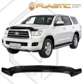 2 299 р. Дефлектор капота CA-Plastic Toyota Sequoia XK60 дорестайлинг (2007-2017) (серия Сlassic черный, без надписи)  с доставкой в г. Белгород. Увеличить фотографию 2