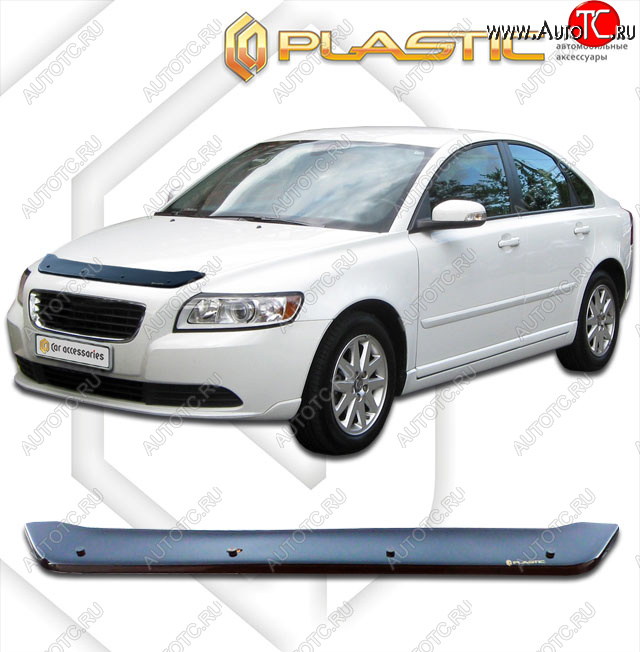 1 999 р. Дефлектор капота CA-Plastic Volvo S40 MS седан дорестайлинг (2004-2007) (classic черный, без надписи)  с доставкой в г. Белгород