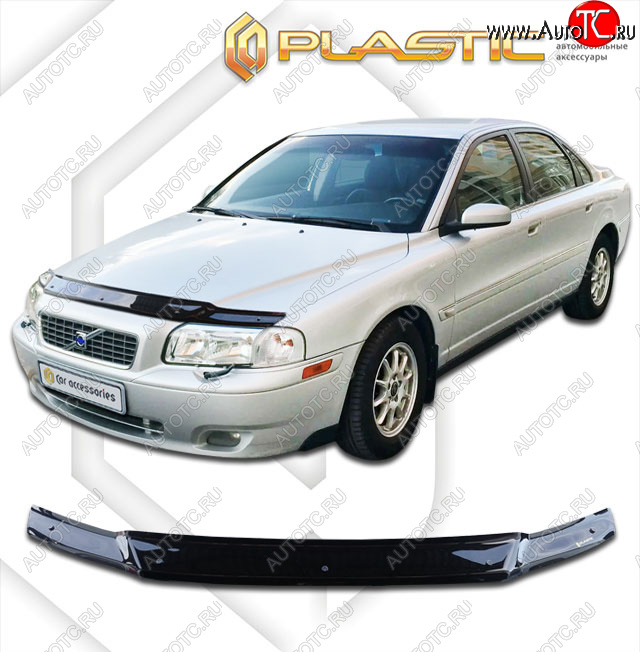 2 079 р. Дефлектор капота CA-Plastic Volvo S80 TS седан дорестайлинг (1998-2003) (classic черный, без надписи)  с доставкой в г. Белгород