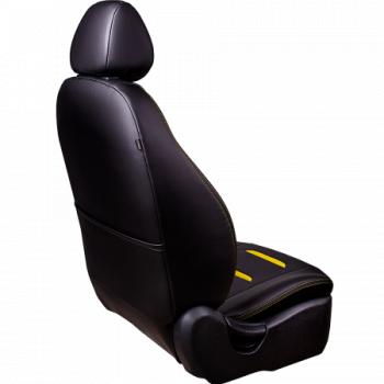 9 899 р. Комплект чехлов для сидений (к.Ambition РЗСиС 40/60 2Г Орегон) ТУРИН-2 Lord Autofashion Skoda Fabia Mk2 хэтчбэк дорестайлинг (2007-2010) (черный, вставка черная+желтая, строчка желтая)  с доставкой в г. Белгород. Увеличить фотографию 2