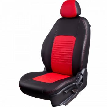 Комплект чехлов для сидений (Илана и Орегон) ТУРИН СТ Lord Autofashion Volkswagen Jetta A5 седан (2005-2011) (черный, вставка красная, строчка красная)