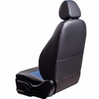 6 799 р. Комплект чехлов для сидений (РЗС 40/60+подлокот. 3Г) ТУРИН СТ Lord Autofashion Volkswagen Jetta A6 седан дорестайлинг (2011-2015) (черный, вставка синяя, строчка синяя)  с доставкой в г. Белгород. Увеличить фотографию 3