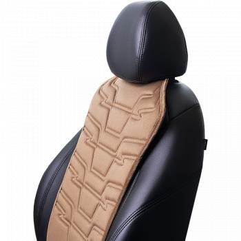 2 579 р. Накидка на сиденье (1 место Афины) ЛЮКС ст ФОРТ Lord Autofashion Renault Twingo 2 дорестайлинг (2007-2011) (бежевый, строчка коричневая )  с доставкой в г. Белгород. Увеличить фотографию 8