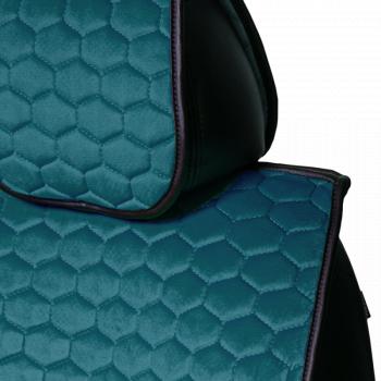 3 299 р. Накидка на сиденье (2 места Афины) ТЕЙЛОР ст СОТА Lord Autofashion SOUEAST S07 1 (2024-2025) (бирюзовый, строчка бежевая)  с доставкой в г. Белгород. Увеличить фотографию 2
