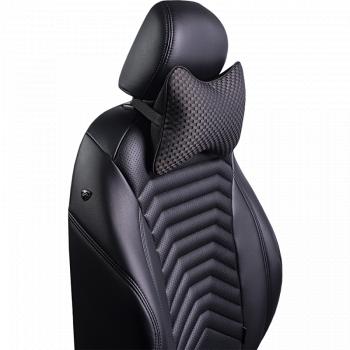 287 р. Подушка-косточка (жаккард) Lord Autofashion Ford Transit Connect (2002-2009) (черный, строчка Стежок серая)  с доставкой в г. Белгород. Увеличить фотографию 3