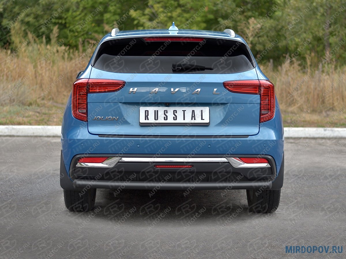 8 799 р. Защита заднего бампера d63 секции SLITKOFF Haval Jolion дорестайлинг (2020-2024) (нержавейка окрашенная в черный цвет)  с доставкой в г. Белгород