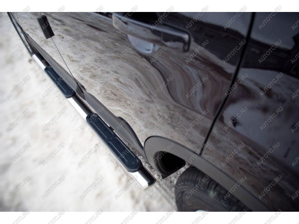 21 949 р. Пороги труба d75х42 овал с накладками Russtal Mitsubishi Outlander CW0W дорестайлинг (2005-2010) (серые)  с доставкой в г. Белгород