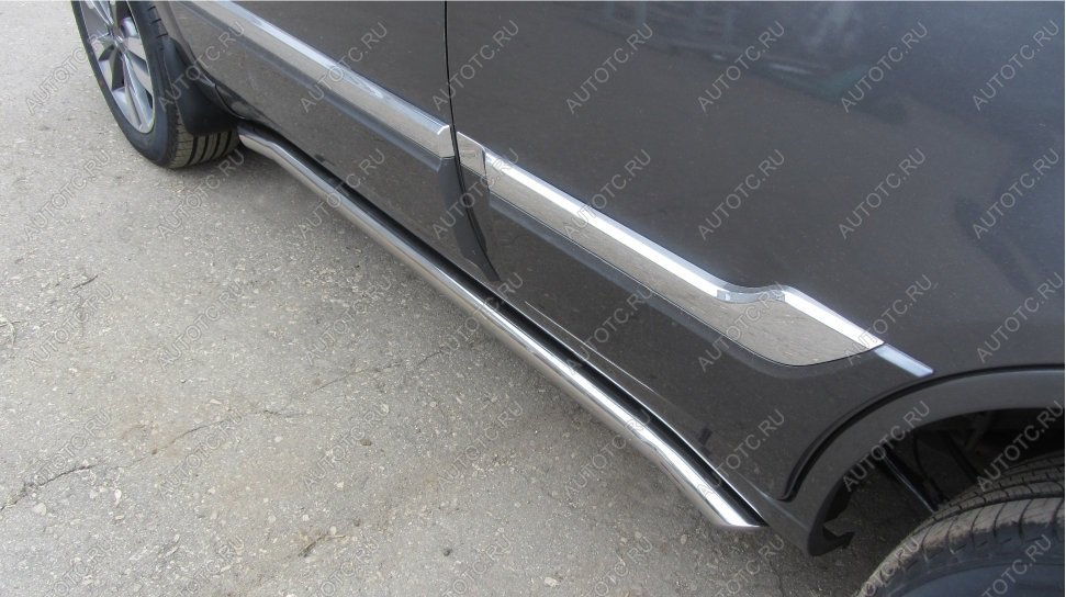 15 649 р. Защита порогов d76 с гибами Slitkoff SSANGYONG Actyon Sport (2012-2025) (нержавейка полированная)  с доставкой в г. Белгород