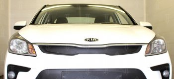 3 179 р. Защитная сетка в бампер (верх, заглушка без сот) Alfeco Стандарт KIA Rio 4 FB дорестайлинг седан (2016-2020) (Чёрная)  с доставкой в г. Белгород. Увеличить фотографию 2