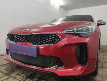 3 089 р. Защитная сетка в бампер (низ, ячейка 3х7 мм) Alfeco Стандарт KIA Stinger (2017-2025) (Чёрная)  с доставкой в г. Белгород. Увеличить фотографию 4