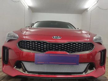 3 489 р. Защитная сетка в бампер (низ, ячейка 3х7 мм) Alfeco Стандарт KIA Stinger (2017-2025) (Хром)  с доставкой в г. Белгород. Увеличить фотографию 4