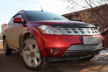 3 299 р. Защитная сетка в бампер (низ, ячейка 3х7 мм) Стрелка11 Стандарт Nissan Murano 1 Z50 (2002-2009) (Хром)  с доставкой в г. Белгород. Увеличить фотографию 3