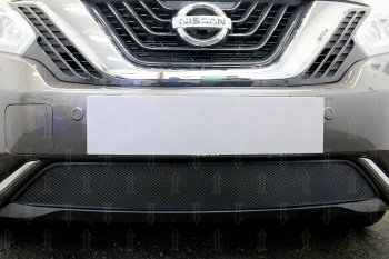 3 699 р. Защитная сетка в бампер (низ, ячейка 3х7 мм) Стрелка11 Стандарт Nissan Murano 3 Z52 дорестайлинг (2015-2022) (Чёрная)  с доставкой в г. Белгород. Увеличить фотографию 2