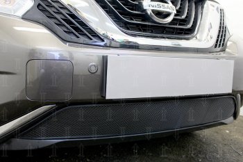 3 699 р. Защитная сетка в бампер (низ, ячейка 3х7 мм) Стрелка11 Стандарт Nissan Murano 3 Z52 дорестайлинг (2015-2022) (Чёрная)  с доставкой в г. Белгород. Увеличить фотографию 3