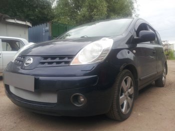 3 179 р. Защитная сетка в бампер (низ, ячейка 3х7 мм) Стрелка11 Стандарт Nissan Note 1 E11 дорестайлинг (2004-2008) (Хром)  с доставкой в г. Белгород. Увеличить фотографию 2