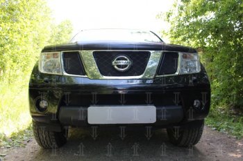 Защитная сетка в бампер (низ, ячейка 3х7 мм) Стрелка11 Стандарт Nissan Navara 2 D40 дорестайлинг (2004-2010) (Чёрная)