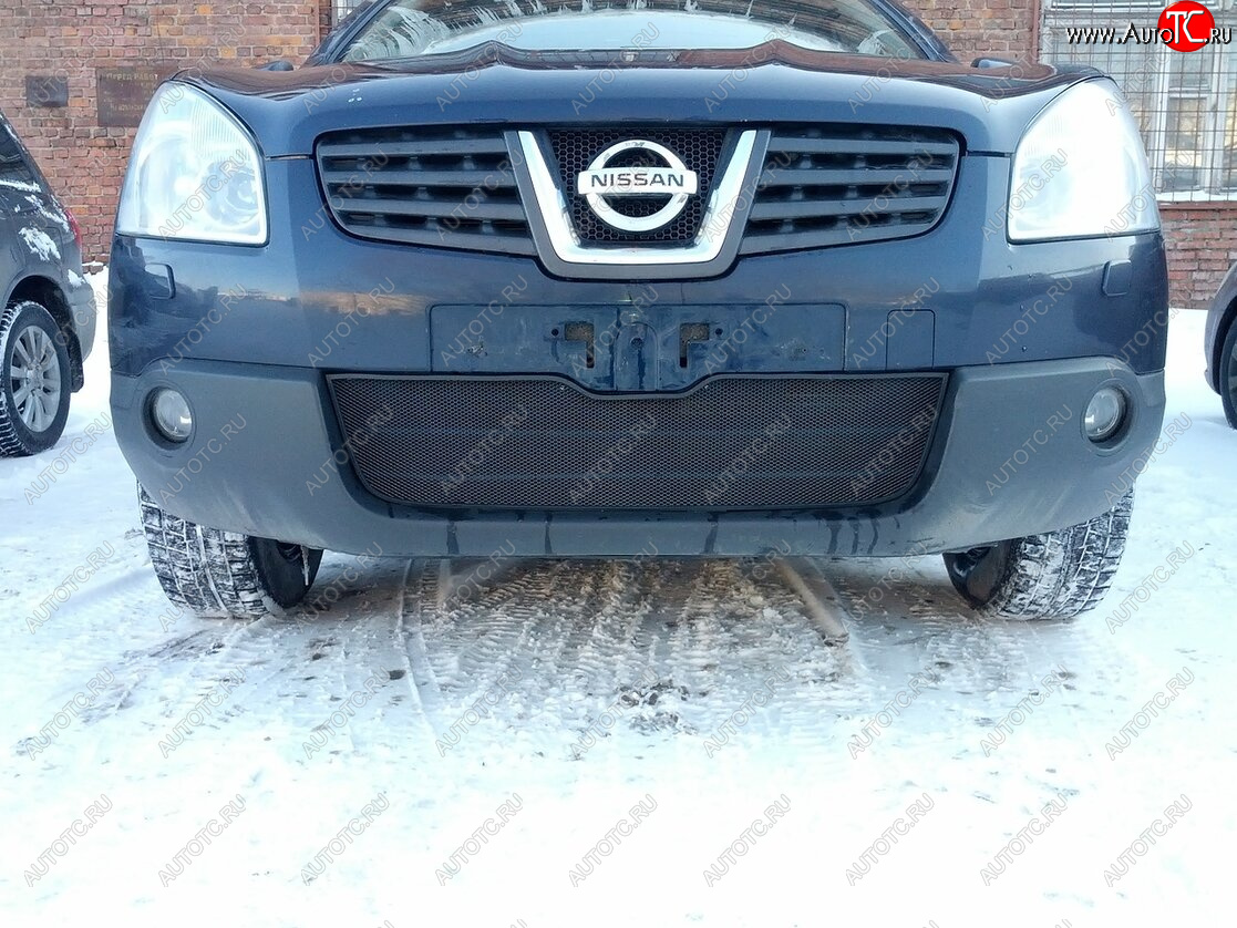 2 999 р. Защитная сетка в бампер (низ, ячейка 3х7 мм) Стрелка11 Стандарт Nissan Qashqai 1 дорестайлинг (2007-2010) (Чёрная)  с доставкой в г. Белгород