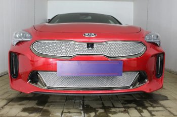 6 299 р. Защитная сетка в бампер (верх, ячейка 4х10 мм) Alfeco Премиум KIA Stinger (2017-2025) (Хром)  с доставкой в г. Белгород. Увеличить фотографию 3