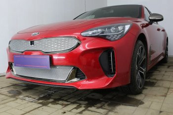 4 299 р. Защитная сетка в бампер (низ, ячейка 4х10 мм) Alfeco Премиум KIA Stinger (2017-2025) (Хром)  с доставкой в г. Белгород. Увеличить фотографию 3