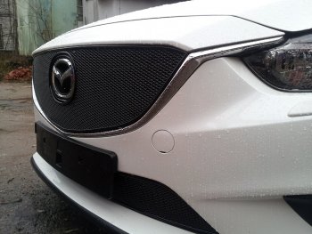 4 299 р. Защитная сетка в бампер (низ, ячейка 4х10 мм) Alfeco Премиум Mazda 6 GJ дорестайлинг седан (2012-2015) (Чёрная)  с доставкой в г. Белгород. Увеличить фотографию 3