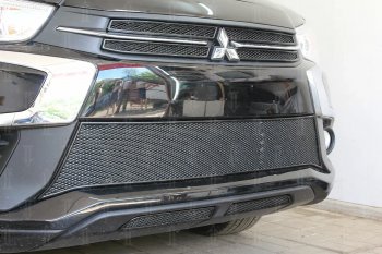 4 999 р. Защитная сетка в бампер (низ, 2 части, ячейка 4х10 мм) Alfeco Премиум Mitsubishi ASX 2-ой рестайлинг (2017-2020) (Чёрная)  с доставкой в г. Белгород. Увеличить фотографию 3