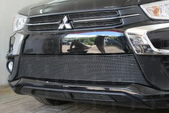 4 999 р. Защитная сетка в бампер (низ, 2 части, ячейка 4х10 мм) Alfeco Премиум Mitsubishi ASX 2-ой рестайлинг (2017-2020) (Чёрная)  с доставкой в г. Белгород. Увеличить фотографию 4