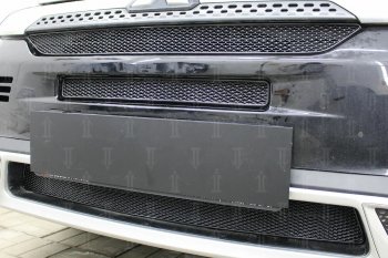 9 599 р. Защитная сетка в бампер (3 части, ячейка 4х10 мм) Alfeco Премиум Mitsubishi Outlander GF 3-ий рестайлинг (2018-2022) (Чёрная)  с доставкой в г. Белгород. Увеличить фотографию 3