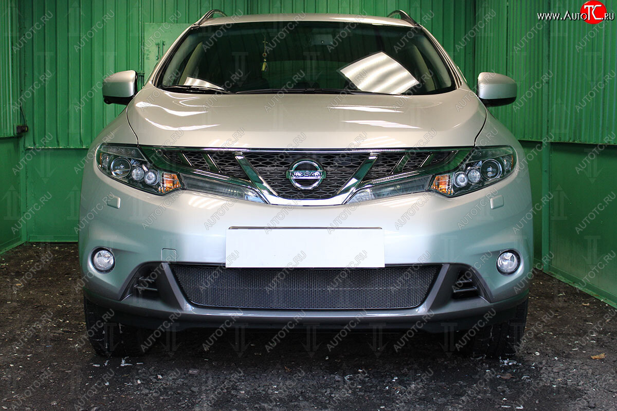 4 299 р. Защитная сетка в бампер (низ, ячейка 4х10 мм) Стрелка11 Премиум Nissan Murano 2 Z51 рестайлинг (2010-2016) (Чёрная)  с доставкой в г. Белгород
