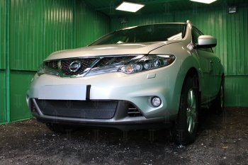 4 299 р. Защитная сетка в бампер (низ, ячейка 4х10 мм) Стрелка11 Премиум Nissan Murano 2 Z51 рестайлинг (2010-2016) (Чёрная)  с доставкой в г. Белгород. Увеличить фотографию 2