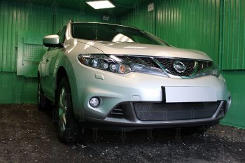 4 299 р. Защитная сетка в бампер (низ, ячейка 4х10 мм) Стрелка11 Премиум Nissan Murano 2 Z51 рестайлинг (2010-2016) (Чёрная)  с доставкой в г. Белгород. Увеличить фотографию 3