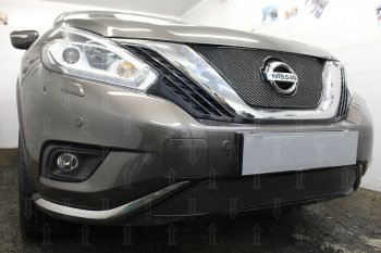 4 399 р. Защитная сетка в бампер (низ, ячейка 4х10 мм) Стрелка11 Премиум Nissan Murano 3 Z52 дорестайлинг (2015-2022) (Чёрная)  с доставкой в г. Белгород. Увеличить фотографию 4