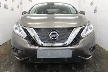 4 399 р. Защитная сетка в бампер (низ, ячейка 4х10 мм) Стрелка11 Премиум Nissan Murano 3 Z52 дорестайлинг (2015-2022) (Чёрная)  с доставкой в г. Белгород. Увеличить фотографию 2