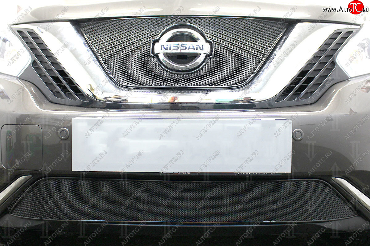 4 399 р. Защитная сетка в бампер (низ, ячейка 4х10 мм) Стрелка11 Премиум Nissan Murano 3 Z52 дорестайлинг (2015-2022) (Чёрная)  с доставкой в г. Белгород