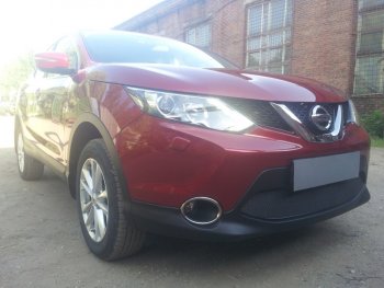 4 399 р. Защитная сетка в бампер (низ, ячейка 4х10 мм) Стрелка11 Премиум Nissan Qashqai 2 J11 дорестайлинг (2013-2019) (Чёрная)  с доставкой в г. Белгород. Увеличить фотографию 2