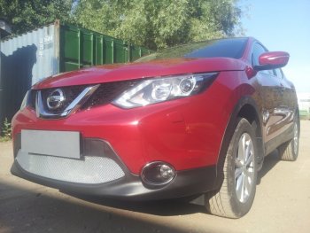 4 499 р. Защитная сетка в бампер (низ, ячейка 4х10 мм) Стрелка11 Премиум Nissan Qashqai 2 J11 дорестайлинг (2013-2019) (Хром)  с доставкой в г. Белгород. Увеличить фотографию 4