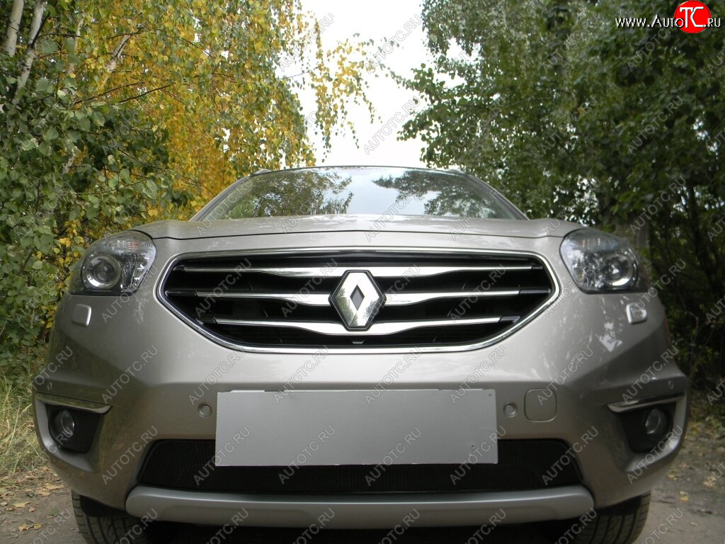 4 299 р. Защитная сетка в бампер (низ, ячейка 4х10 мм) Стрелка11 Премиум Renault Koleos 1 Phase 2 (2011-2013) (Чёрная)  с доставкой в г. Белгород