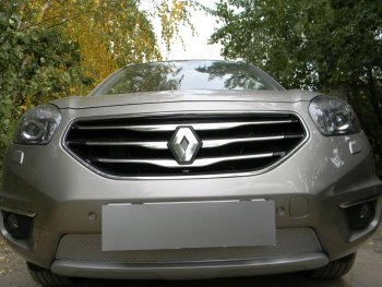 Защитная сетка в бампер (низ, ячейка 4х10 мм) Стрелка11 Премиум Renault Koleos 1 Phase 2 (2011-2013) (Хром)