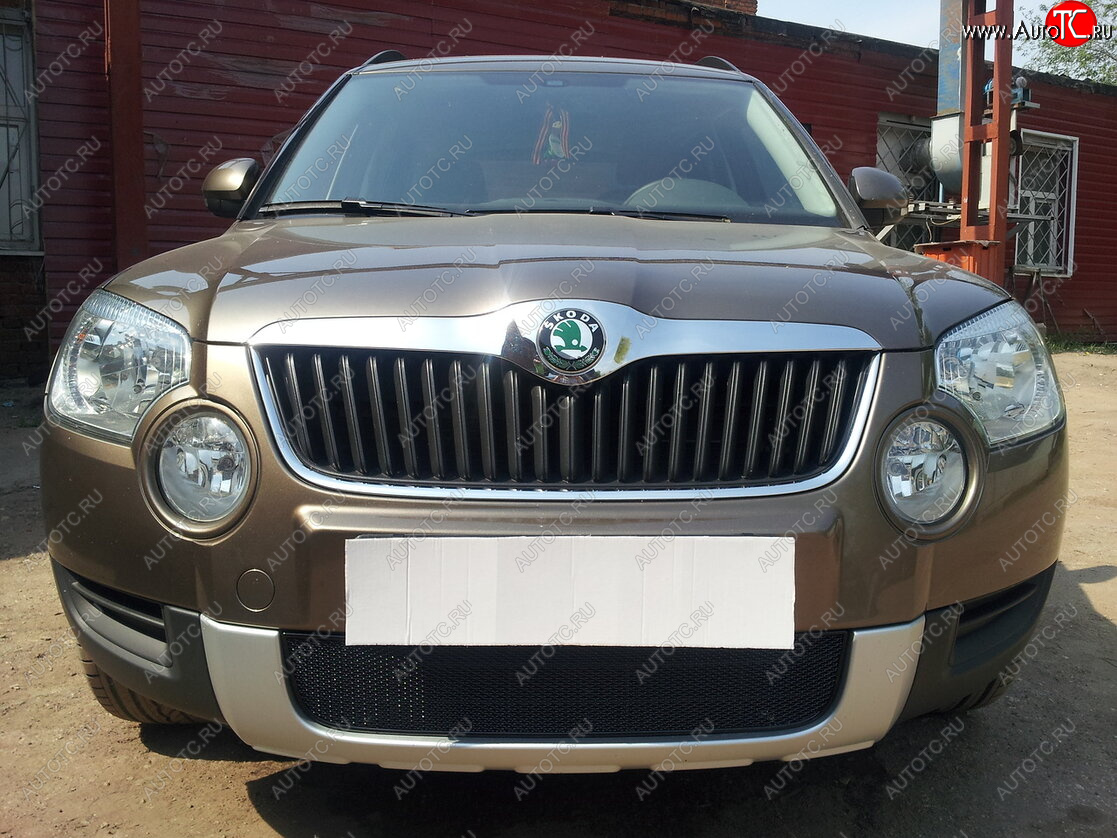 4 299 р. Защитная сетка в бампер (низ, ячейка 4х10 мм) Стрелка11 Премиум Skoda Yeti (2009-2013) (Чёрная)  с доставкой в г. Белгород