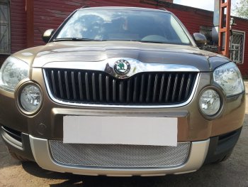 4 299 р. Защитная сетка в бампер (низ, ячейка 4х10 мм) Стрелка11 Премиум Skoda Yeti (2009-2013) (Хром)  с доставкой в г. Белгород. Увеличить фотографию 2