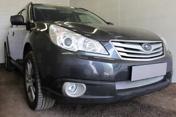 4 299 р. Защитная сетка в бампер (низ, ячейка 4х10 мм) Стрелка11 Премиум Subaru Outback BR/B14 дорестайлинг универсал (2009-2013) (Хром)  с доставкой в г. Белгород. Увеличить фотографию 4