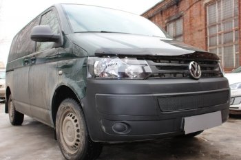 4 299 р. Защитная сетка в бампер (низ, ячейка 4х10 мм) Стрелка11 Премиум Volkswagen Transporter T5 рестайлинг (2009-2015) (Чёрная)  с доставкой в г. Белгород. Увеличить фотографию 2