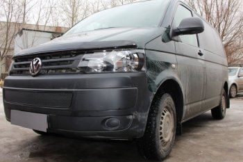 4 299 р. Защитная сетка в бампер (низ, ячейка 4х10 мм) Стрелка11 Премиум Volkswagen Transporter T5 рестайлинг (2009-2015) (Чёрная)  с доставкой в г. Белгород. Увеличить фотографию 3