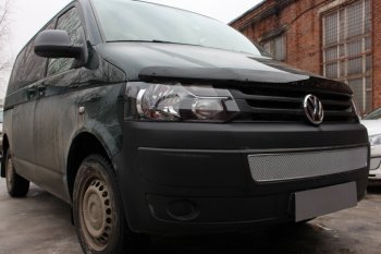 4 299 р. Защитная сетка в бампер (низ, ячейка 4х10 мм) Стрелка11 Премиум Volkswagen Transporter T5 рестайлинг (2009-2015) (Хром)  с доставкой в г. Белгород. Увеличить фотографию 2