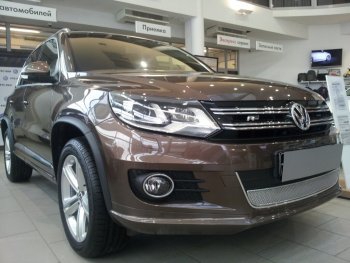 3 999 р. Защитная сетка в бампер (низ, ячейка 4х10 мм) Стрелка11 Премиум Volkswagen Tiguan NF рестайлинг (2011-2017) (Хром)  с доставкой в г. Белгород. Увеличить фотографию 2